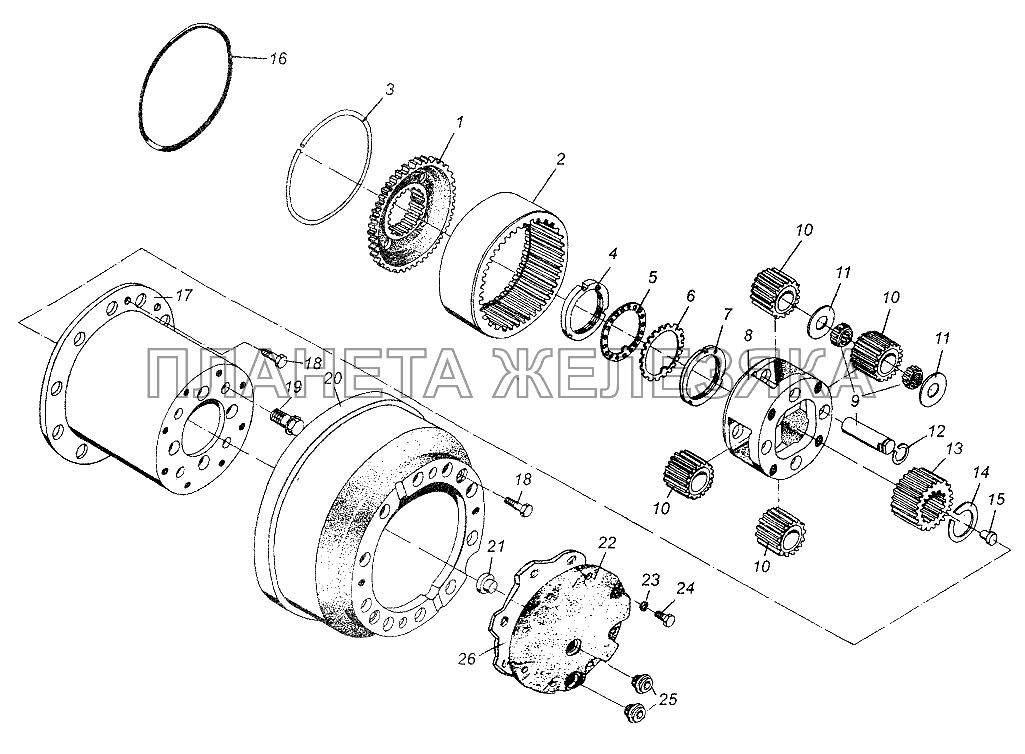 Детали колесной передачи (дисковые колеса) МАЗ-64226